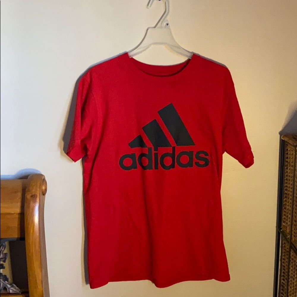 Adidas Red Tee , Black logo
